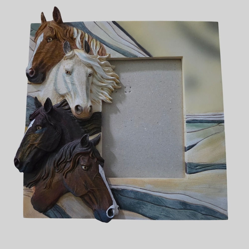 3D Horse Relief Photo Frame Western Equestrian Resin 8.5x8.5 Inch